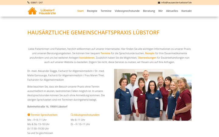 Screenshot ta' hausaerzte-luebstorf.de
