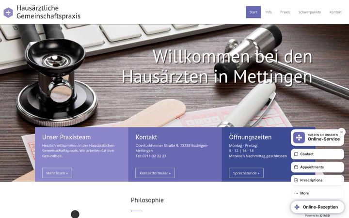 Screenshot of hausaerzte-mettingen.de