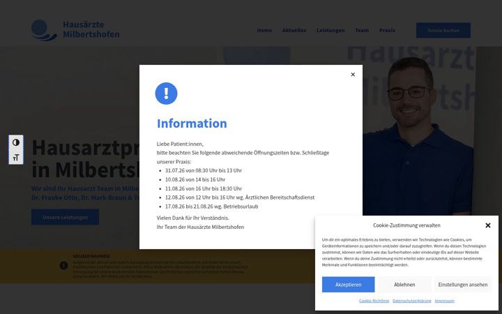 Screenshot of hausaerzte-milbertshofen.de
