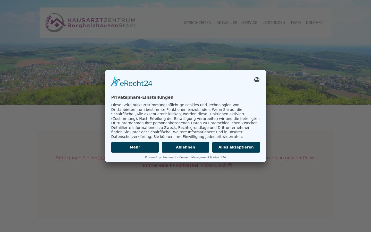 Screenshot van de toestemmingsbanner zoals getoond vóór enige interactie