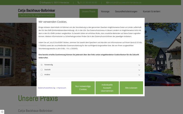 Screenshot of hausaerztin-herdecke.de