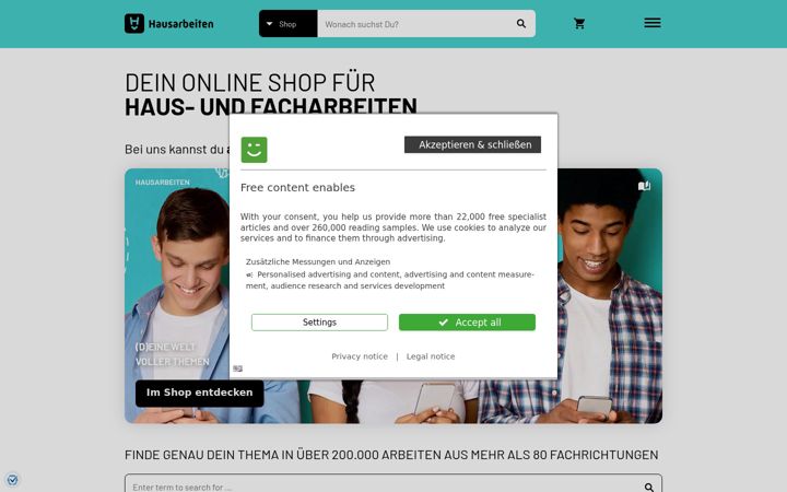 Screenshot of hausarbeiten.de