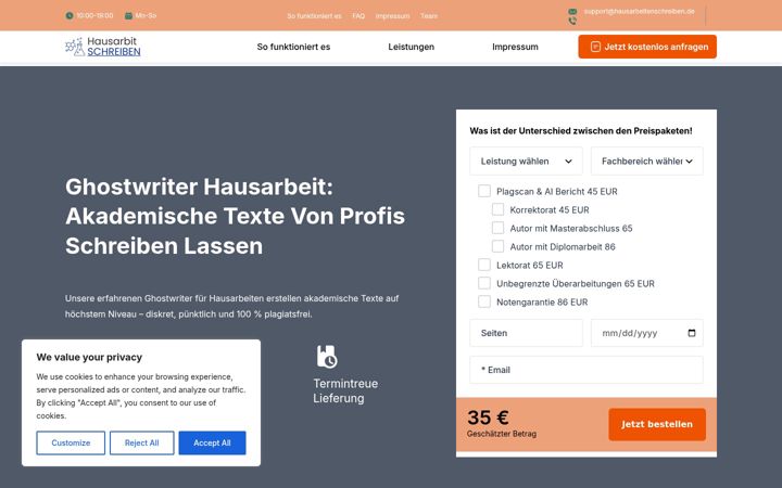Képernyőkép: hausarbeitenschreiben.de