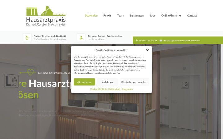 Képernyőkép: hausarzt-bad-koesen.de