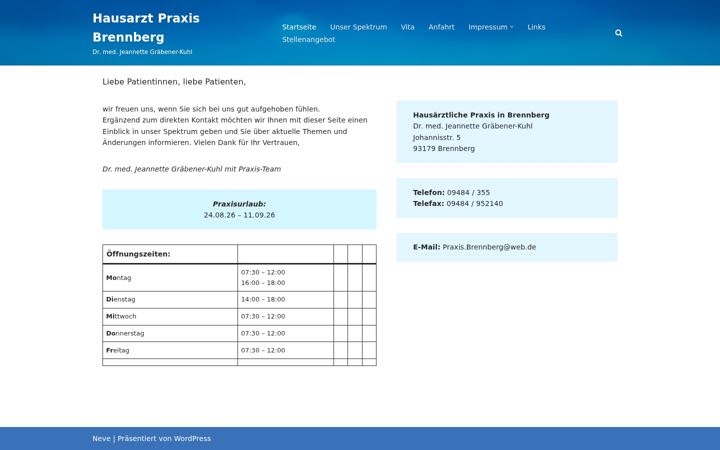 Screenshot of hausarzt-brennberg.com