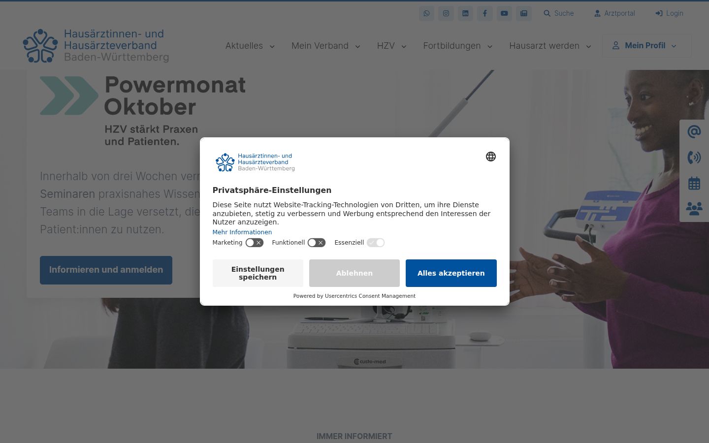 Képernyőkép a bármilyen interakció előtt megjelenő hozzájárulási bannerről