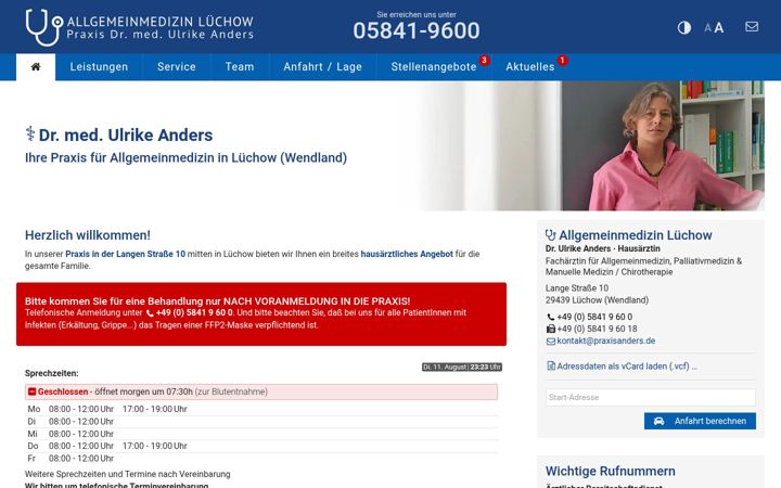 Képernyőkép: hausarzt-luechow.de