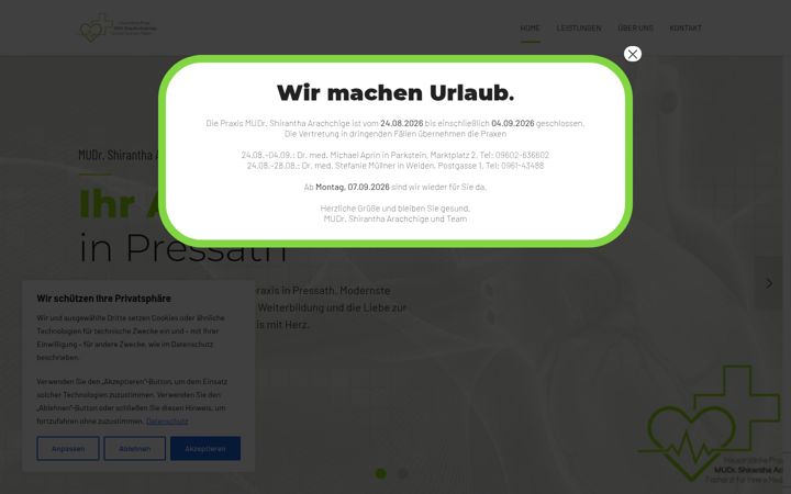 Képernyőkép: hausarzt-pressath.de