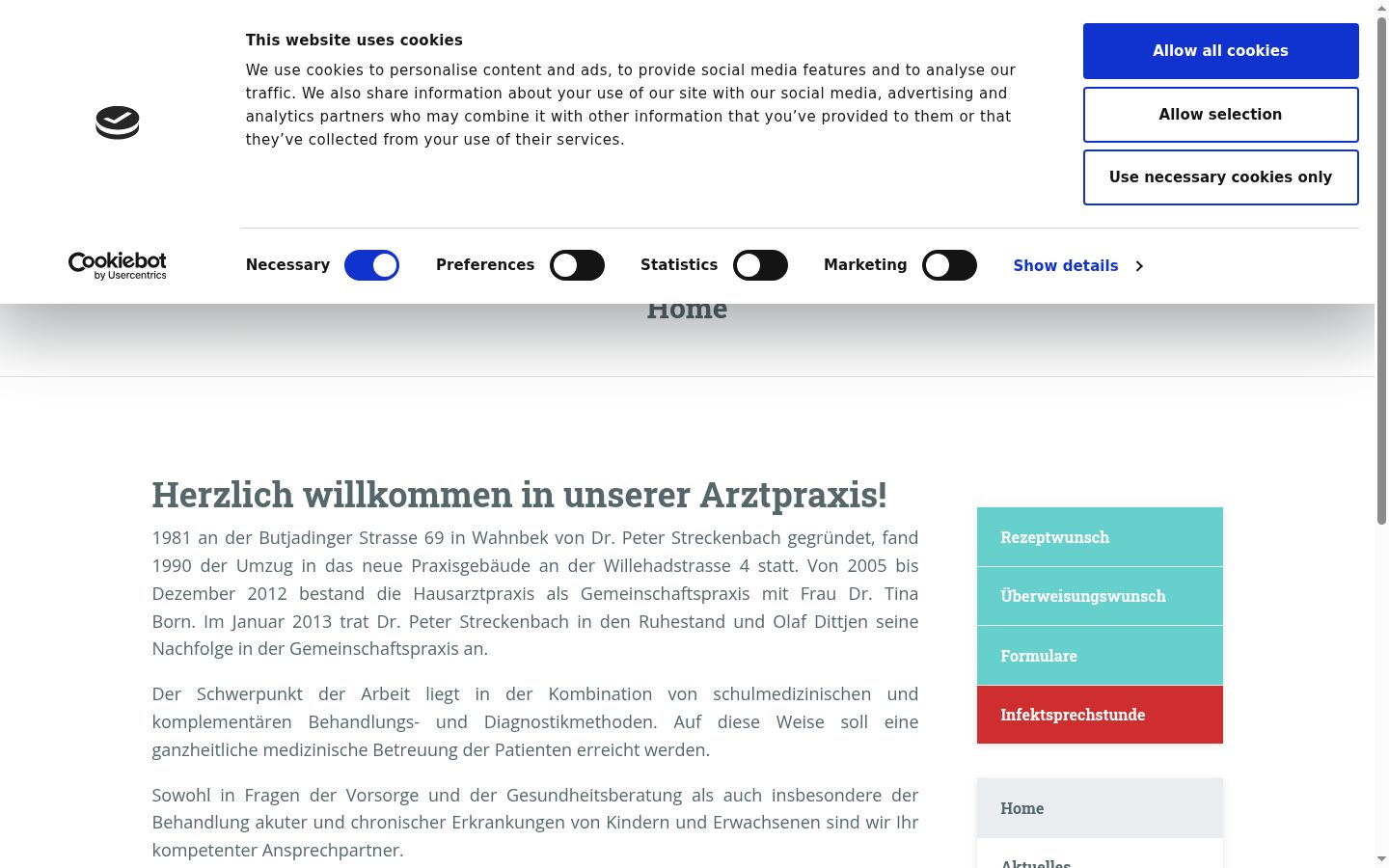 Screenshot del banner di consenso mostrato prima di qualsiasi interazione