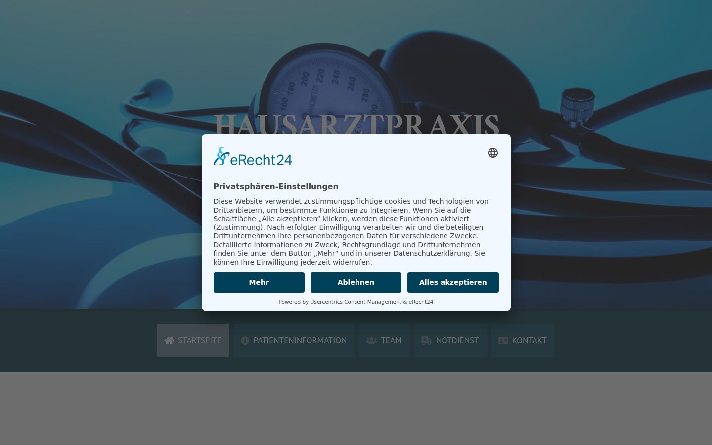 Screenshot of the consent banner shown before any interaction