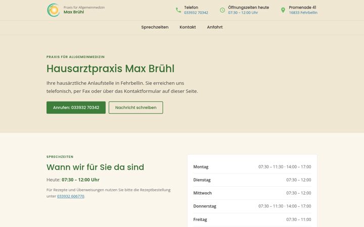 Screenshot of hausarztfehrbellin.de