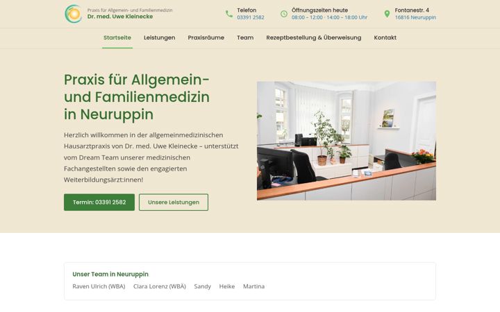 Screenshot of hausarztneuruppin.de