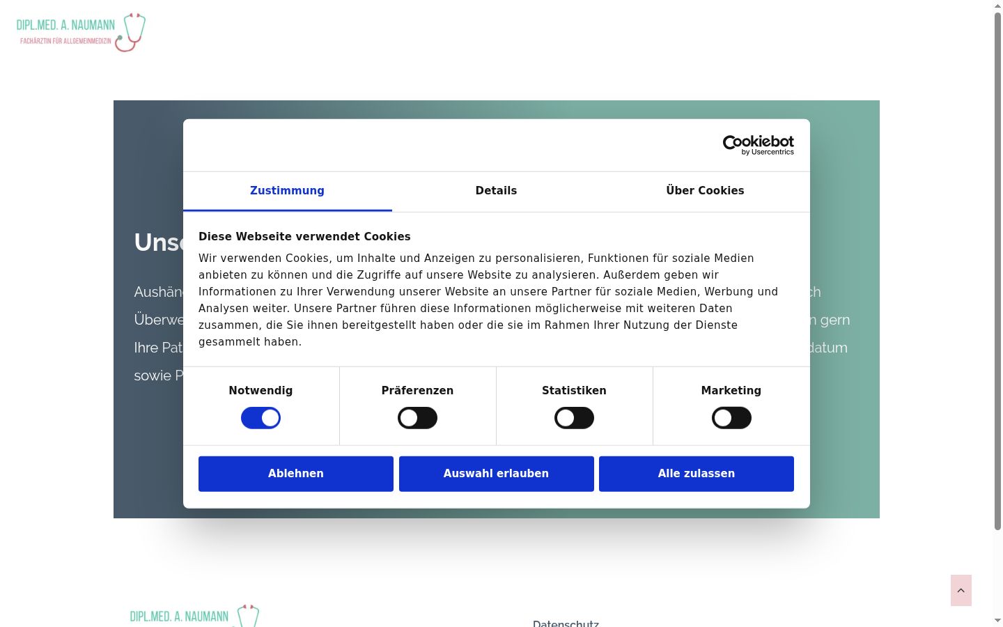 Screenshot of the consent banner shown before any interaction