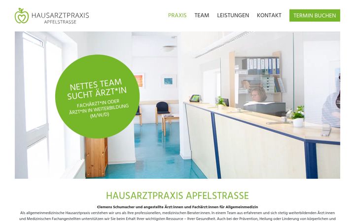 Screenshot of hausarztpraxis-apfelstrasse.de
