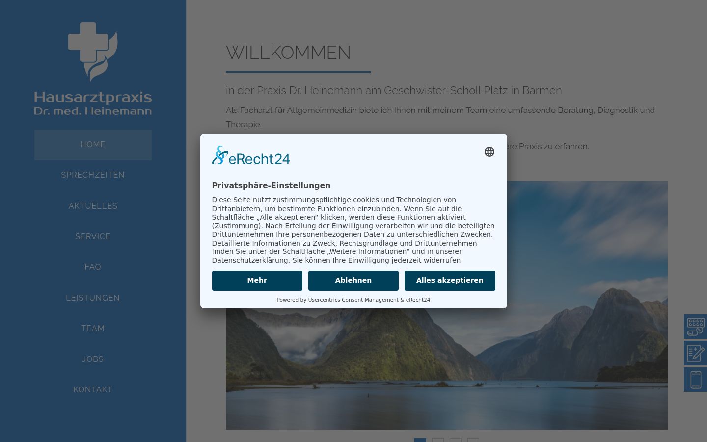 Screenshot del banner di consenso mostrato prima di qualsiasi interazione
