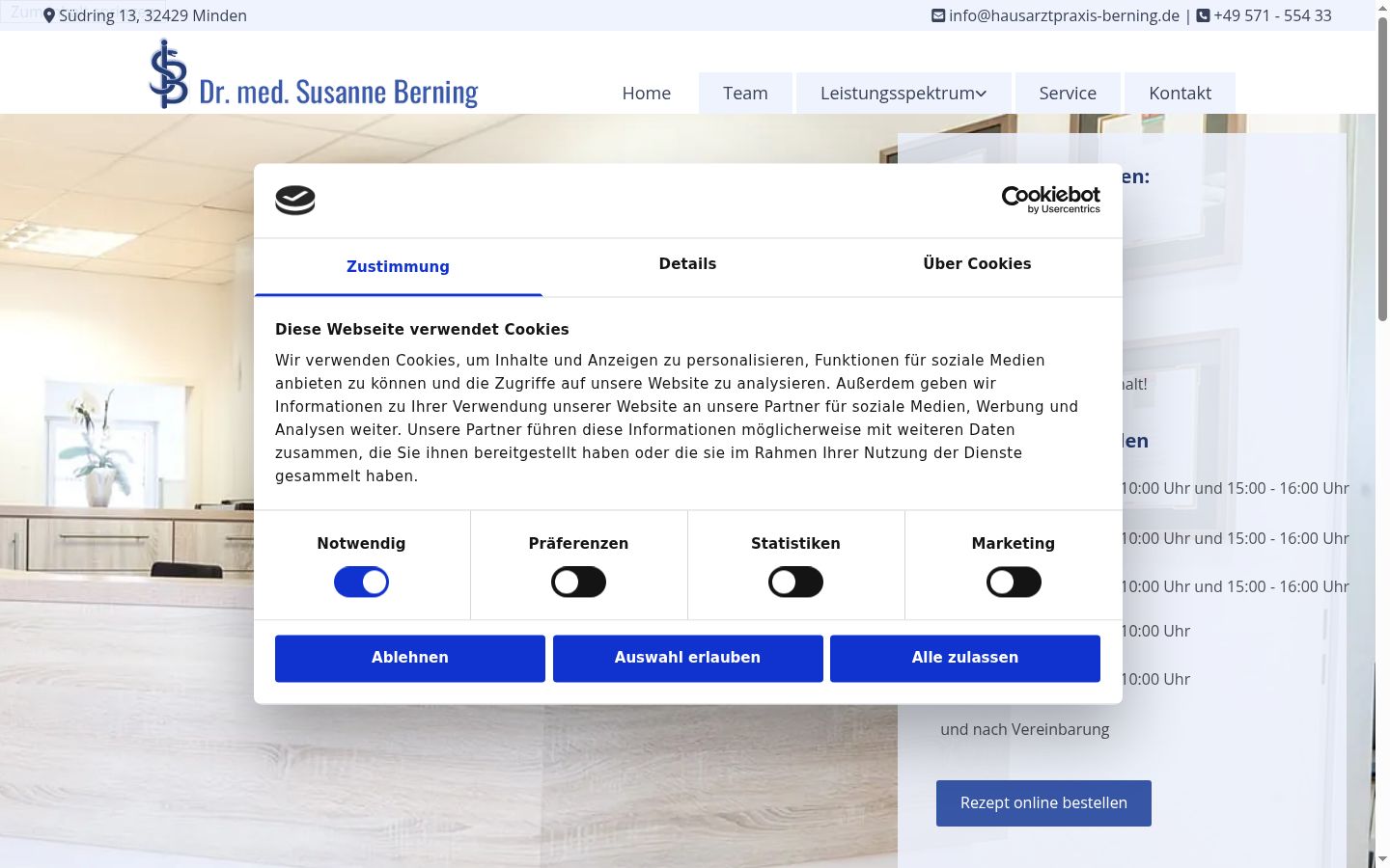 Screenshot del banner di consenso mostrato prima di qualsiasi interazione
