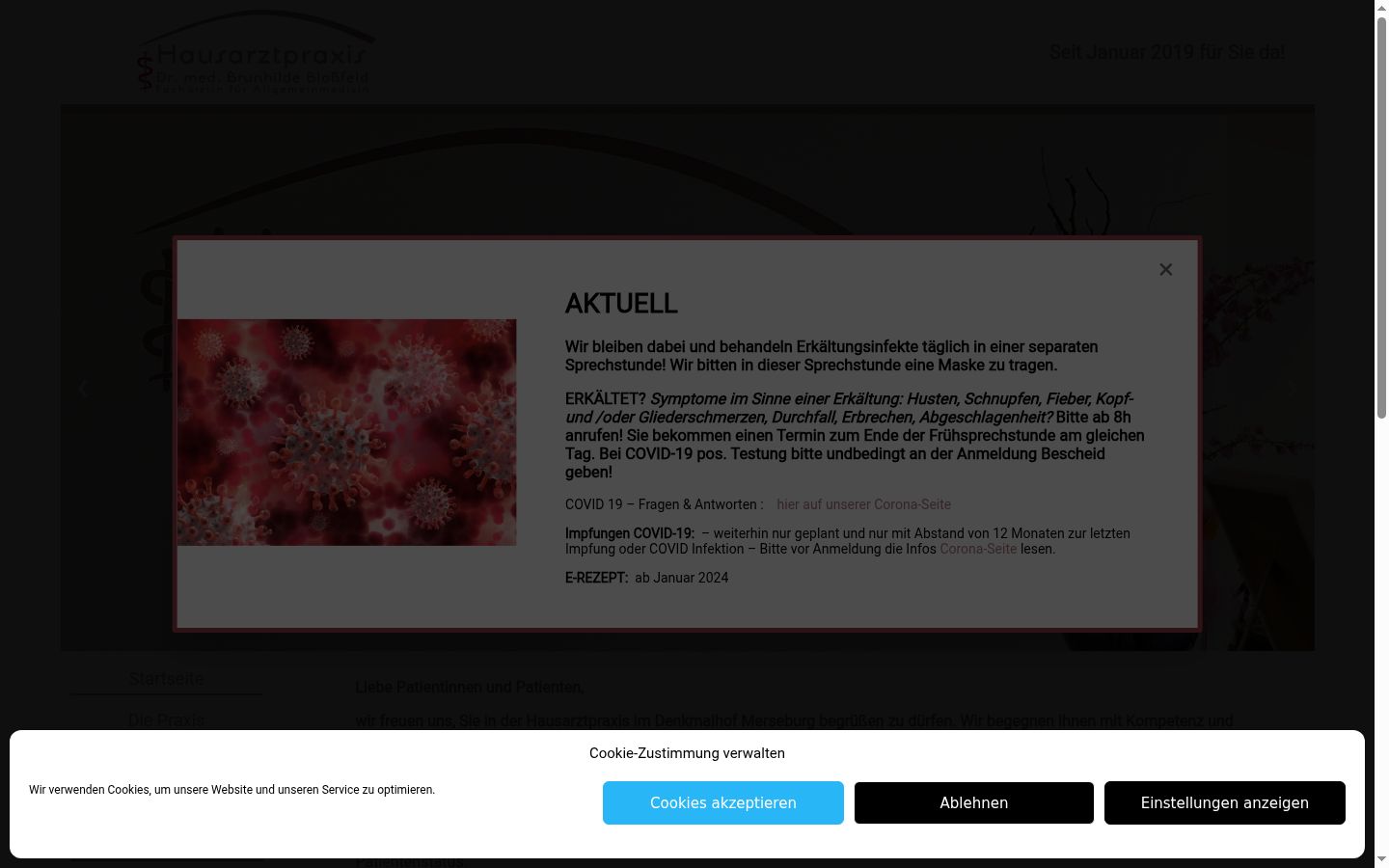 Screenshot del banner di consenso mostrato prima di qualsiasi interazione