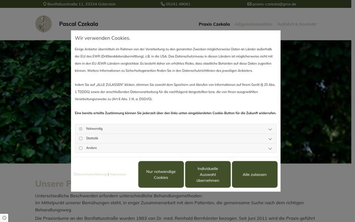Screenshot of hausarztpraxis-czekala.de