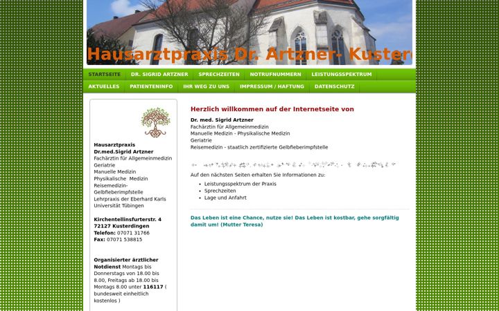 Screenshot of hausarztpraxis-dr-artzner.de