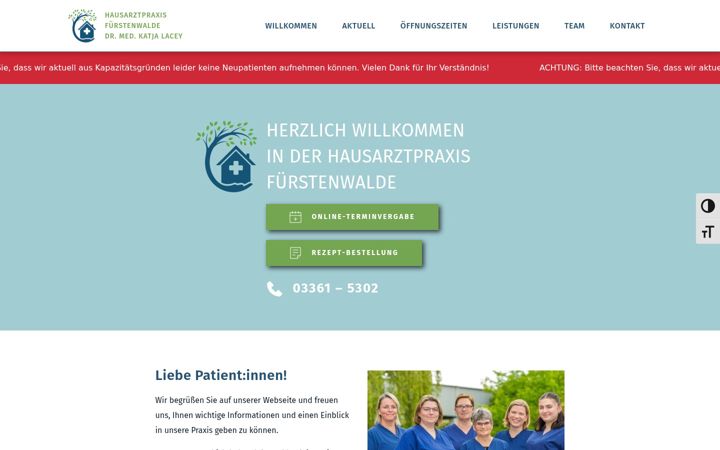 Screenshot of hausarztpraxis-fuerstenwalde.de