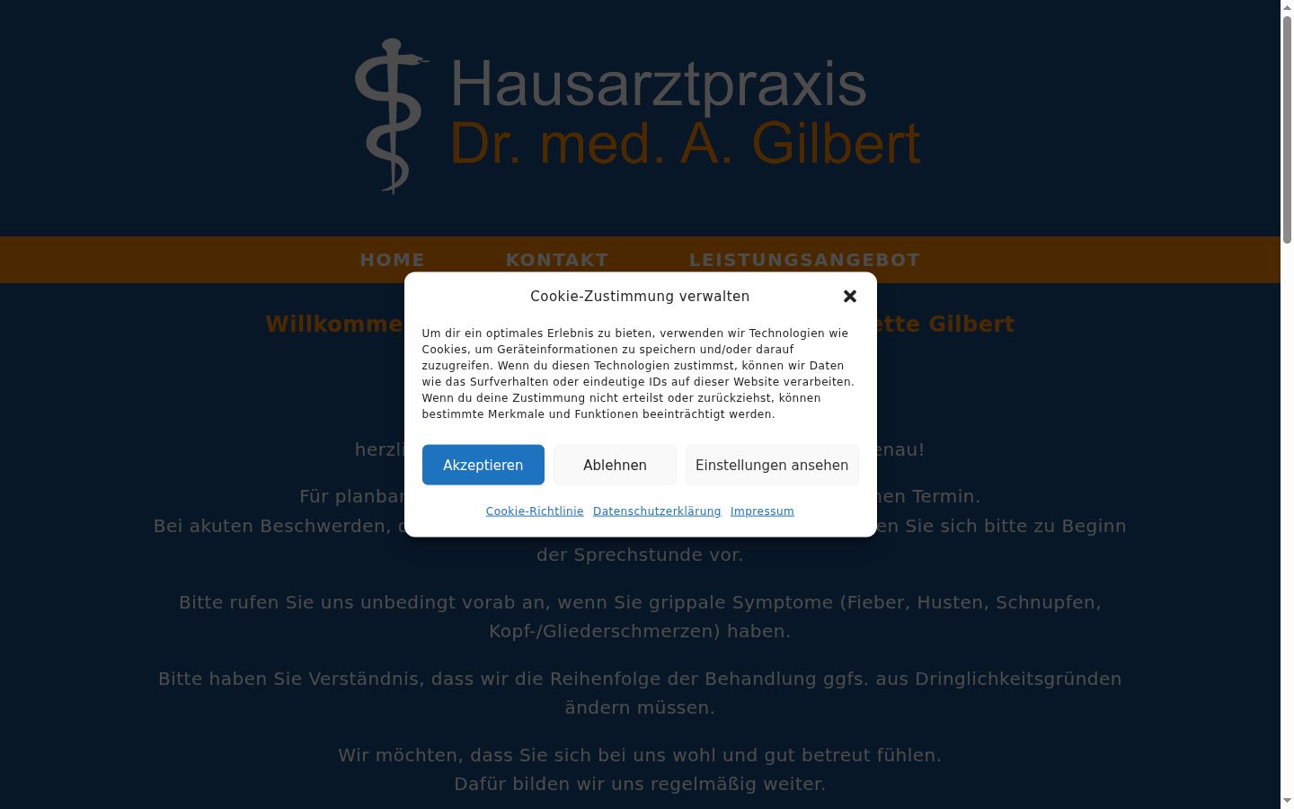 Screenshot del banner di consenso mostrato prima di qualsiasi interazione