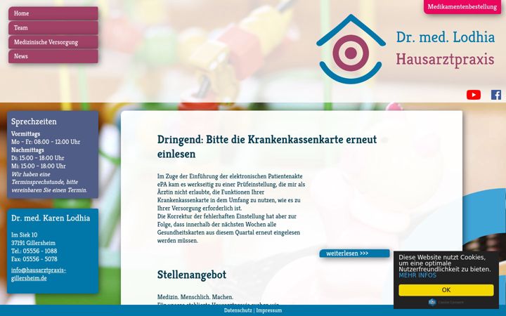 Screenshot of hausarztpraxis-gillersheim.de