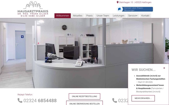 Posnetek zaslona hausarztpraxis-hattingen-mitte.de