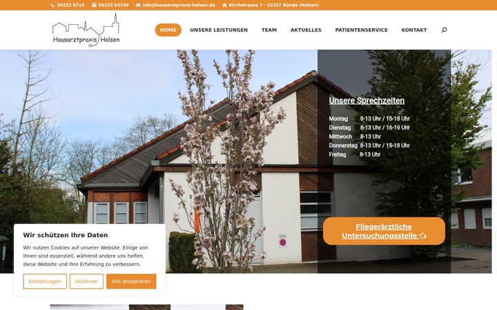 Screenshot of hausarztpraxis-holsen.de