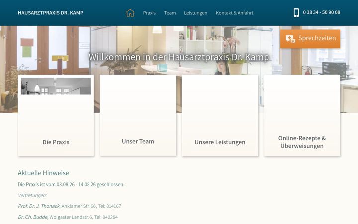Screenshot of hausarztpraxis-kamp.de