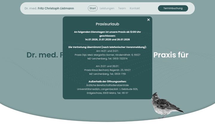 Kuvakaappaus sivustosta hausarztpraxis-listmann.de