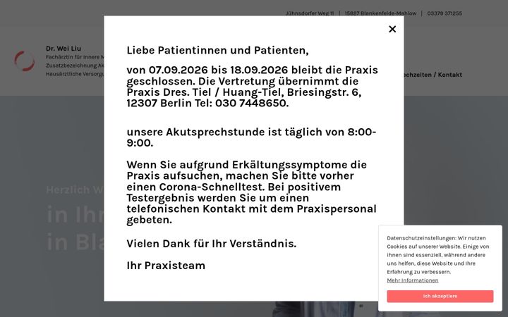 Screenshot of hausarztpraxis-liu.de