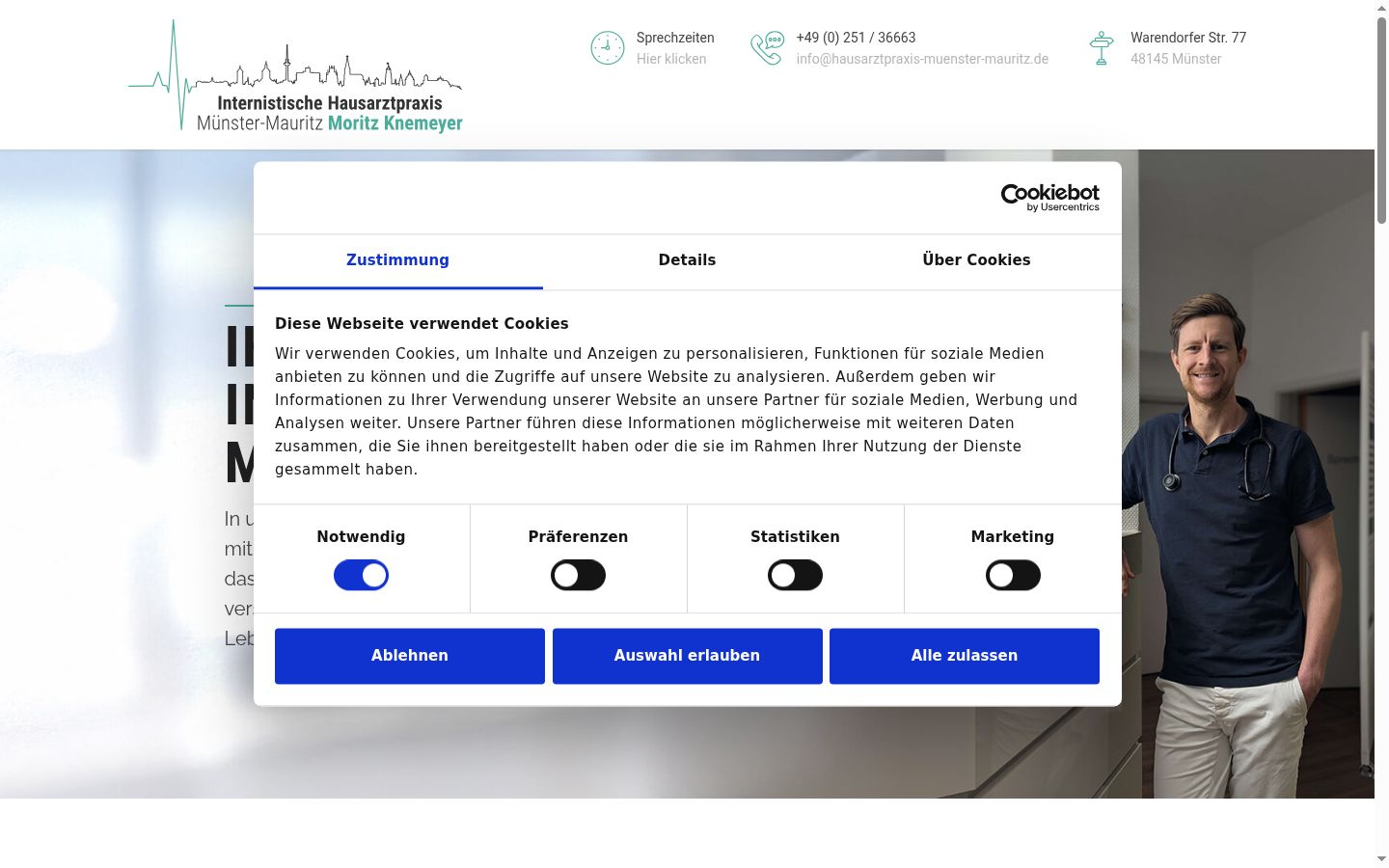 Screenshot del banner di consenso mostrato prima di qualsiasi interazione