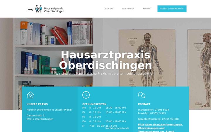 Snímek obrazovky hausarztpraxis-oberdischingen.de