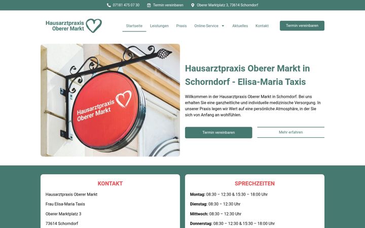Screenshot of hausarztpraxis-oberer-markt.de