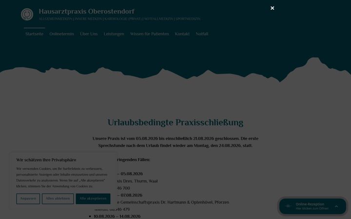 Screenshot of hausarztpraxis-oberostendorf.de