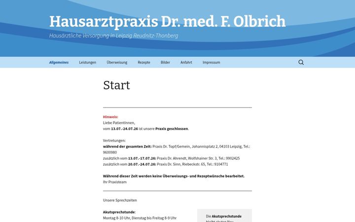 Snímek obrazovky hausarztpraxis-olbrich.de