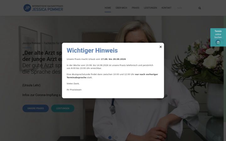 Screenshot of hausarztpraxis-pommer.de