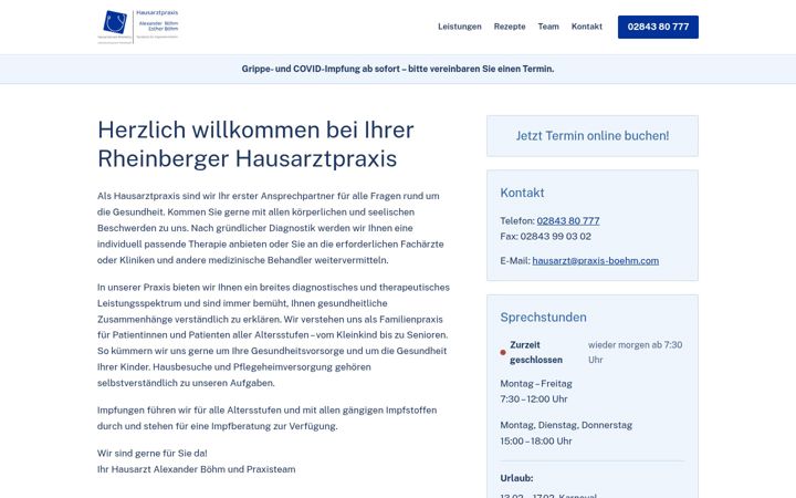 Screenshot of hausarztpraxis-rheinberg.de