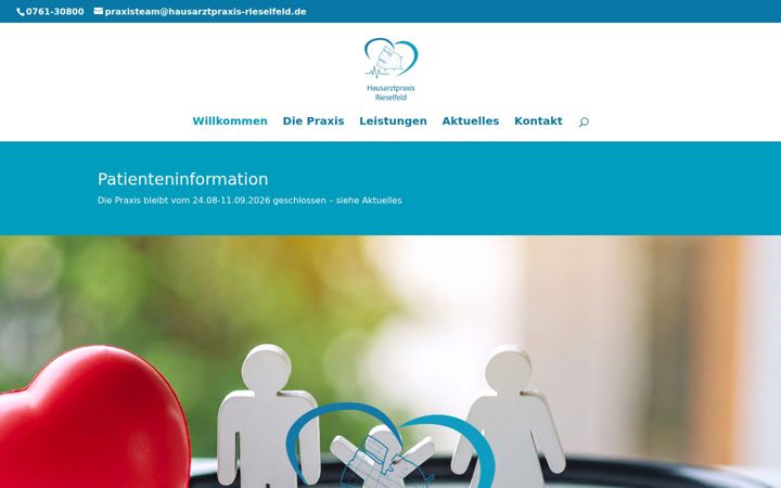 Screenshot of hausarztpraxis-rieselfeld.de