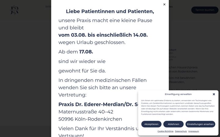 Snímek obrazovky hausarztpraxis-rodenkirchen.de
