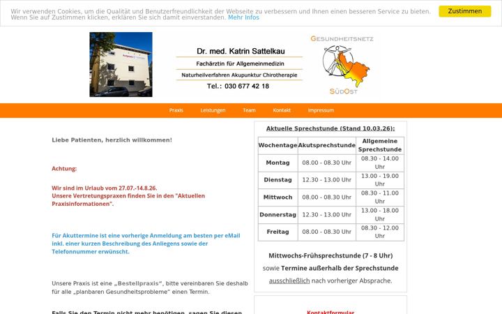 Screenshot of hausarztpraxis-sattelkau.de