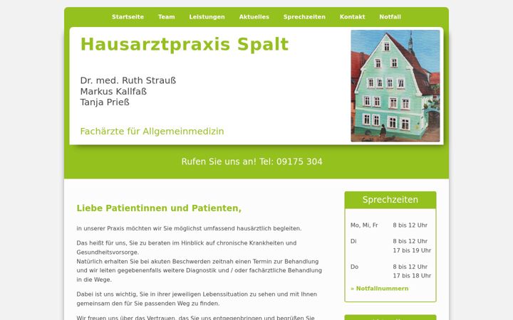 Screenshot of hausarztpraxis-spalt.de