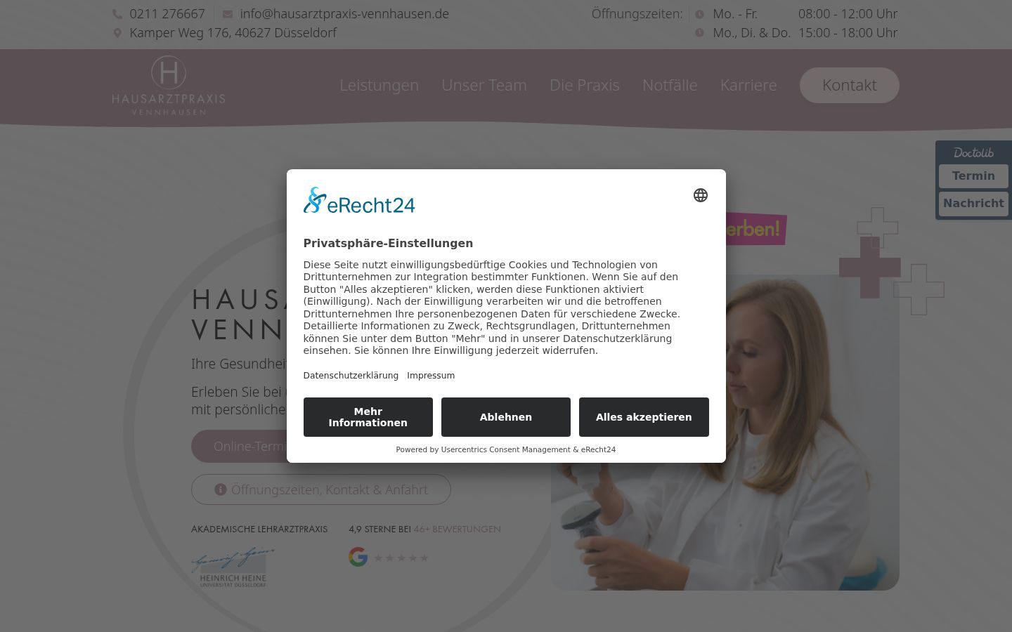 Screenshot del banner di consenso mostrato prima di qualsiasi interazione