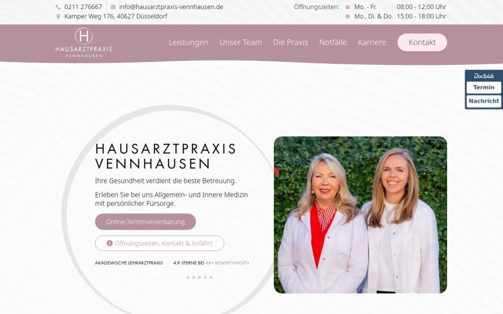 Snímek obrazovky hausarztpraxis-vennhausen.de