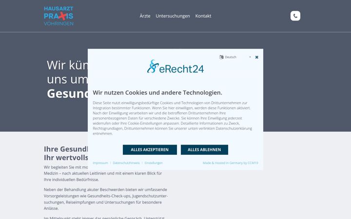 Screenshot of hausarztpraxis-voehringen.de