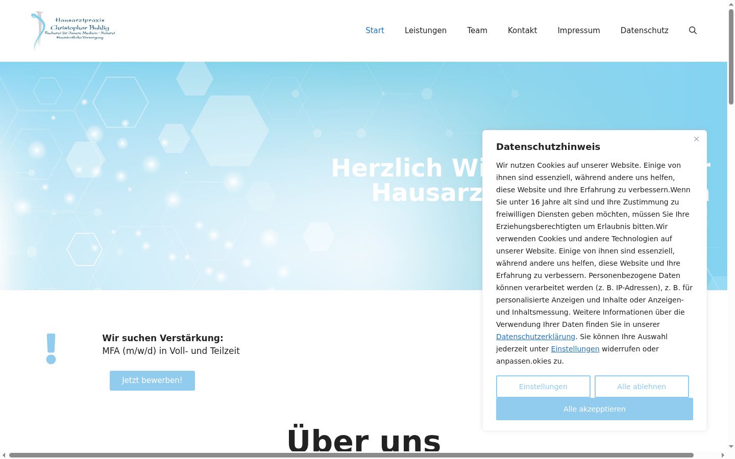 Screenshot del banner di consenso mostrato prima di qualsiasi interazione