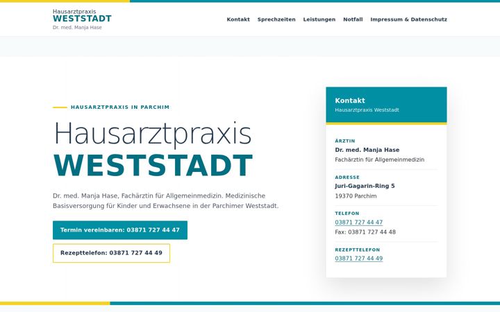 Screenshot of hausarztpraxis-weststadt.de