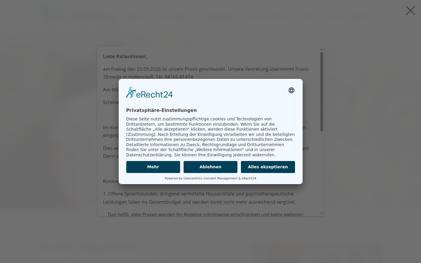 Screenshot of the consent banner shown before any interaction