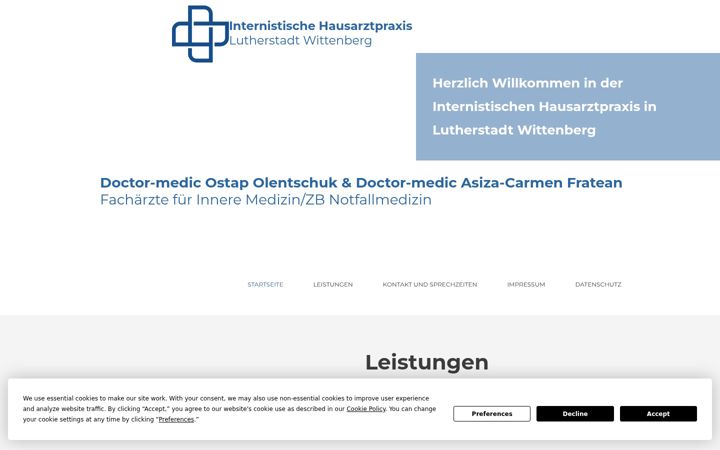 Screenshot di hausarztpraxis-wittenberg.de
