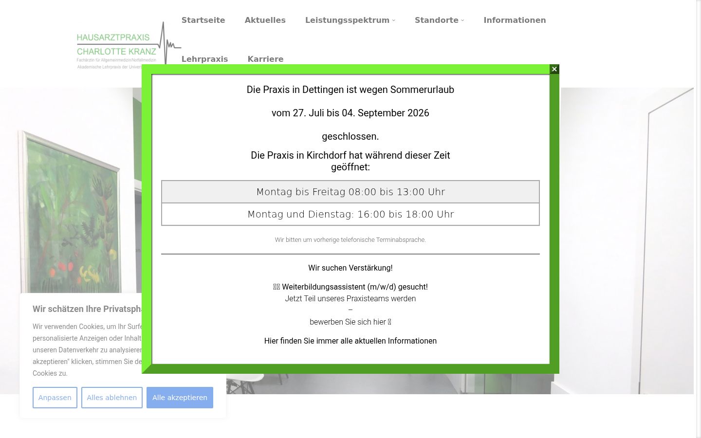 Captura de ecrã do banner de consentimento apresentado antes de qualquer interação